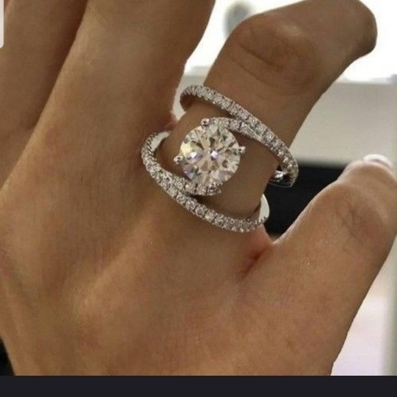 💍💍Pretty Round 2.46 CT 10 KT white gold plated ring💍💍 - Picture 3 of 11